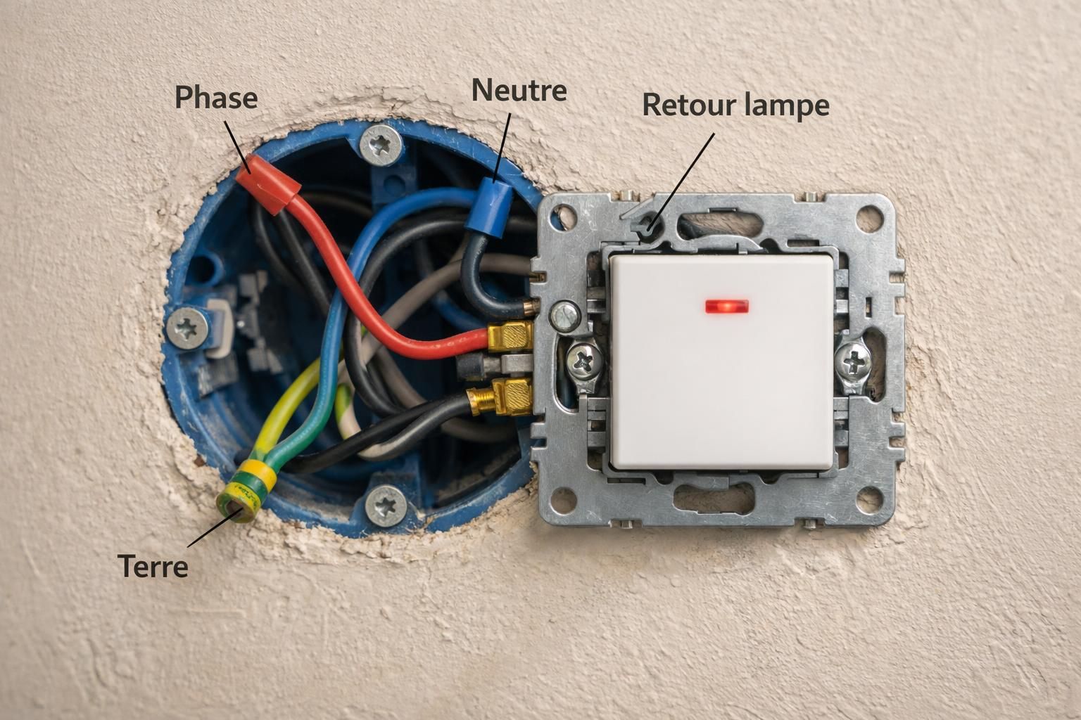 guide complet pour l'installation et le branchement d'un interrupteur avec voyant lumineux, pour un éclairage efficace et sécurisé.